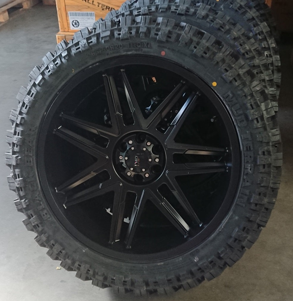 4x rims Dirt D62 9x20 ET25 5x120 + 4x tires Black Bear MT 265/50/20