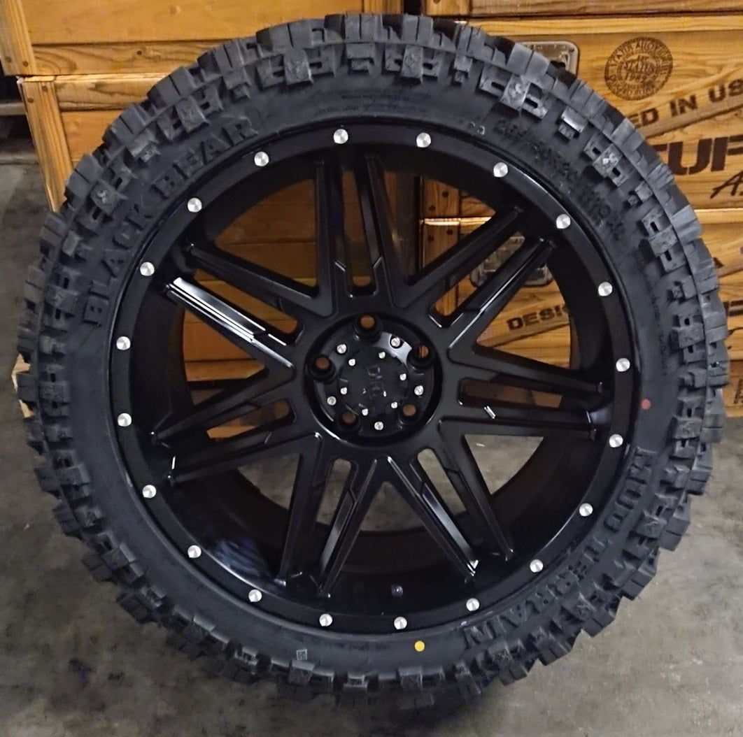 4x rims Dirt D62 9x20 ET25 5x120 + 4x tires Black Bear MT 265/50/20