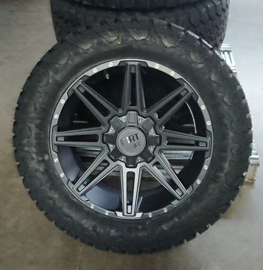 4x rims Dirt D88 9x20 ET25 6x135/139,7 + 4x tires Black Bear AT2 33x12,5x20